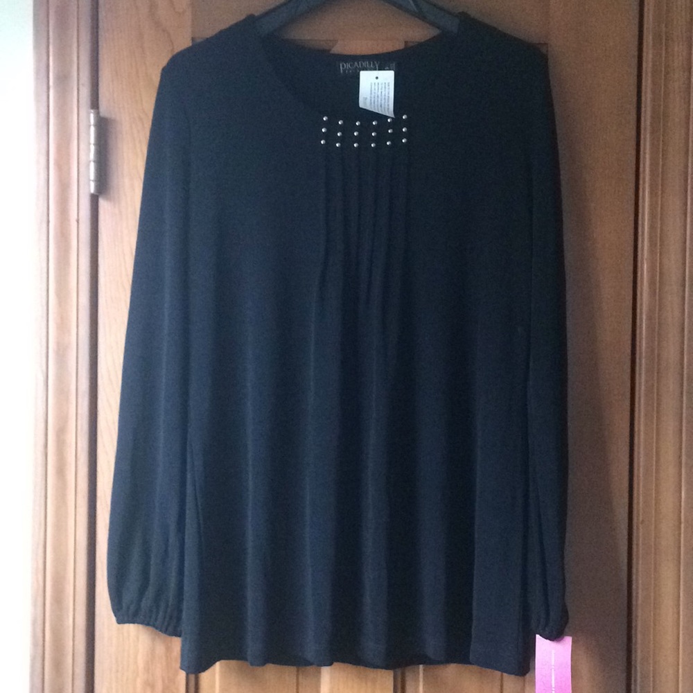 Black Studded Crew Neck Tunic  NWT